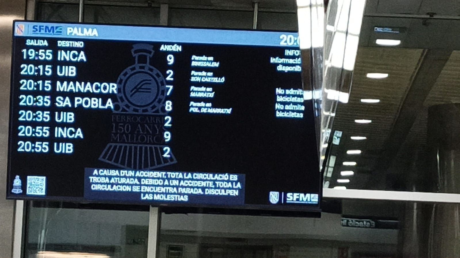 Interrumpido el servicio de tren en Mallorca tras arrollar a una persona a la altura del polígono de Marratxí