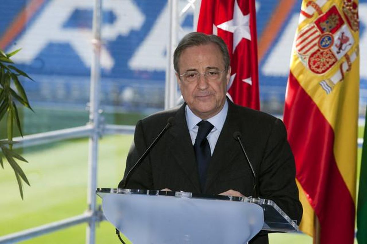 Florentino Pérez, el 22 de març passat, en una roda de premsa a Madrid. Florentino Pérez, el 22 de març passat, en una roda de premsa a Madrid.