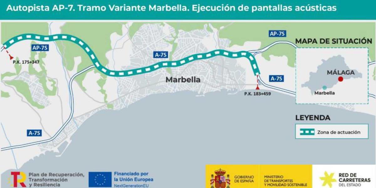 Tramo de la AP-7 en el que se ejecutarán las obras