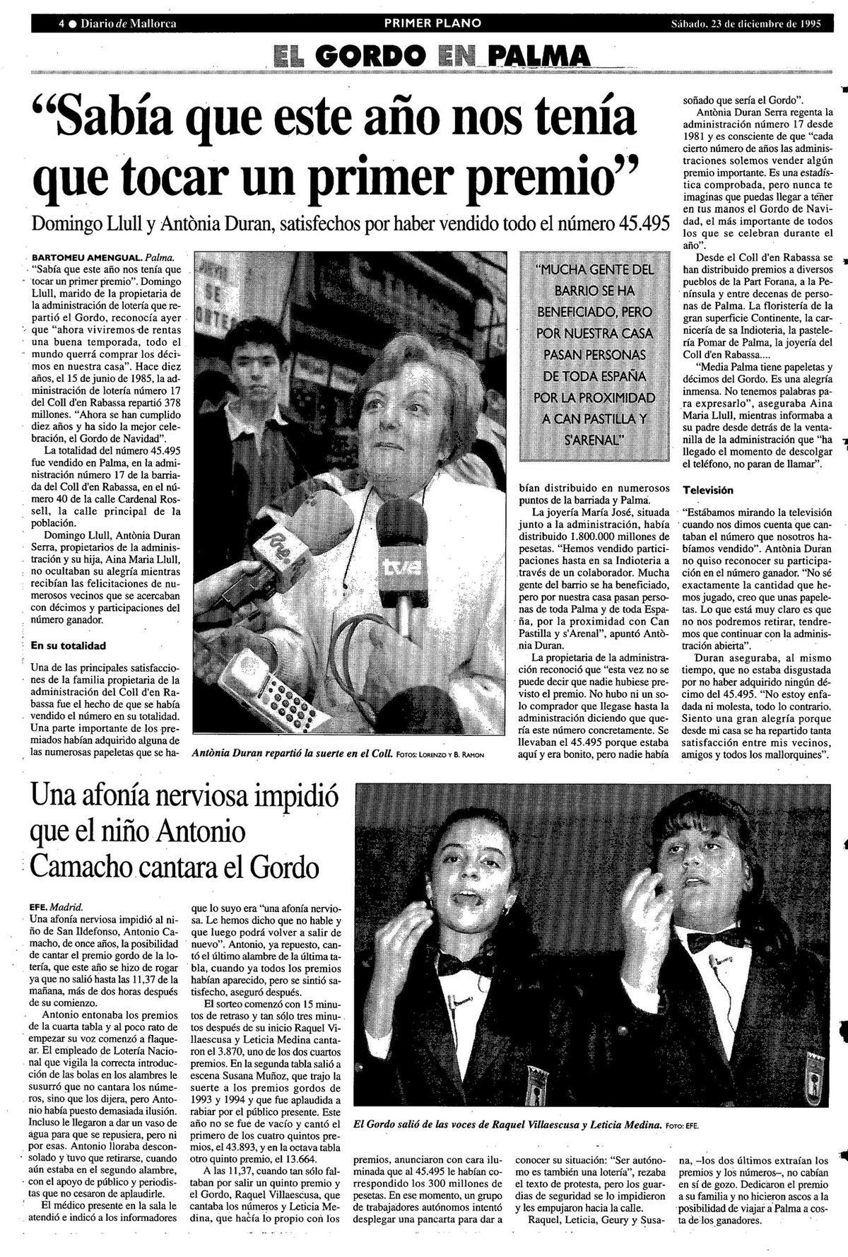 Así siguió Diario de Mallorca la fiesta por el Gordo en Palma