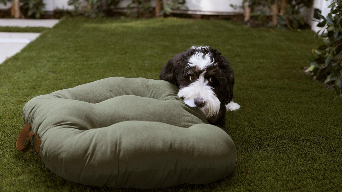 Una cama de lino y algodón para perros , uno de los nuevos productos de Zara.