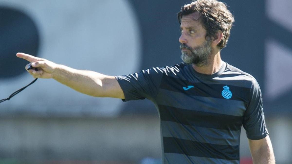 Quique Sánchez Flores, en un reciente entrenamiento del Espanyol.