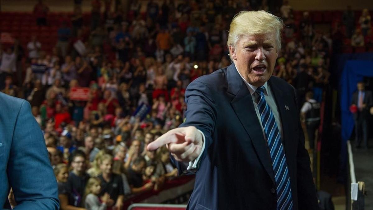 Donald Trump da un discurso en Canton (Ohio) durante su campaña presidencial, el miércoles.