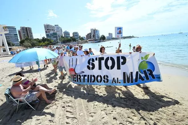 "Por una bahía limpia": así ha sido la protesta contra los vertidos en la Albufereta de Alicante