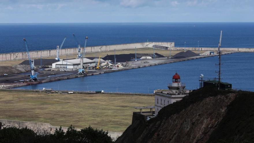 El incremento del trasiego de carbones en el puerto de Gijón lleva a instalar una quinta grúa