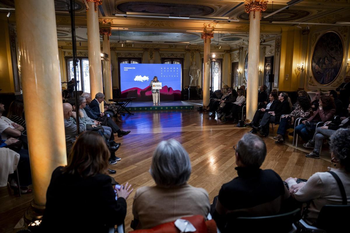 Tomasa Hernández, este miércoles en el Salón de Columnas de la Fundación Caja Rural de Aragón.