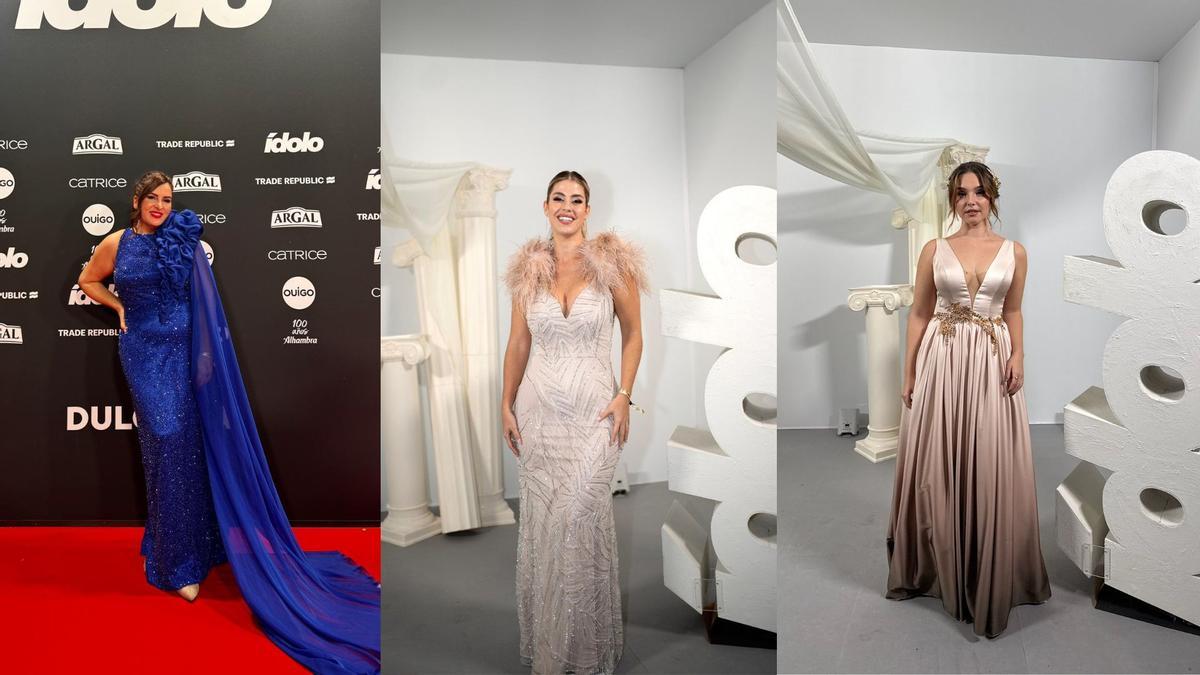 Miriam Alegría, Laura Gómez y  Kalonbay, vestidas de Asunción Bernal