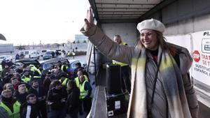 Lola Guzmán, la líder tras la Plataforma 6F, participa este sábado en Madrid en una concentración de transportistas organizada por la Plataforma Nacional por la Defensa del Transporte, que agrupa a miles de transportistas por carretera autónomos y pymes