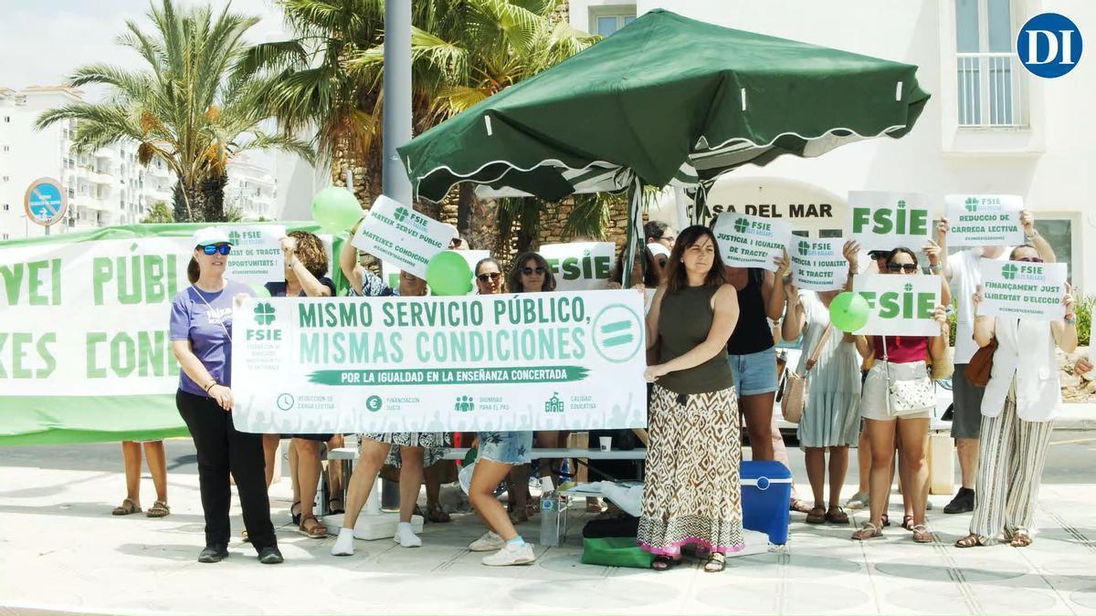 Protesta sindical FSIE docentes de la escuela concertada en Ibiza