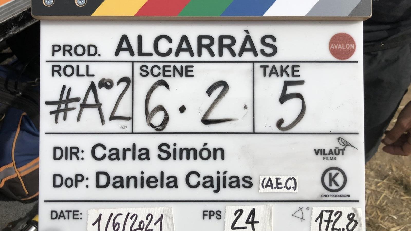 Claqueta utilizada en el rodaje de 'Alcarràs', de Carla Simón