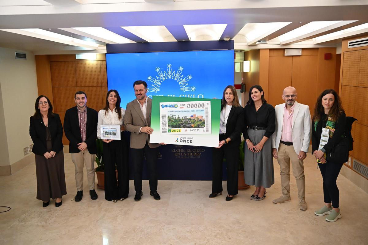 Presentación del cupón dedicado por la ONCE al Año Jubilar de Elche, cuyo sorteo se celebra el 1 de noviembre