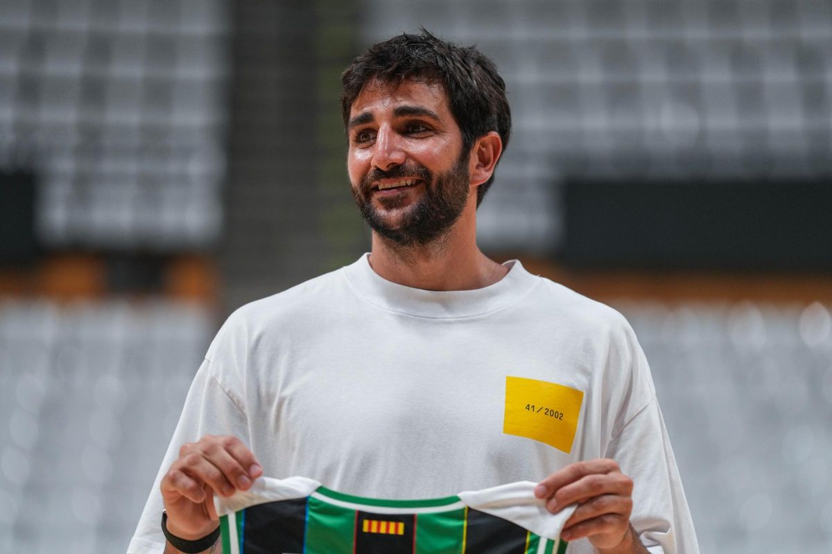 Ricky Rubio durante su presentación con La Penya