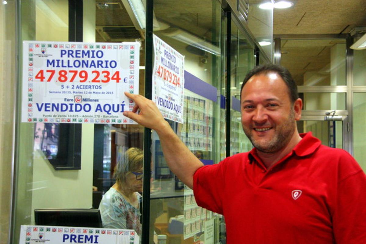 Eduard Losilla, propietari de l’administració de loteria on s’ha venut el premi de l’Euromillones dotat amb 47,8 milions d’euros.