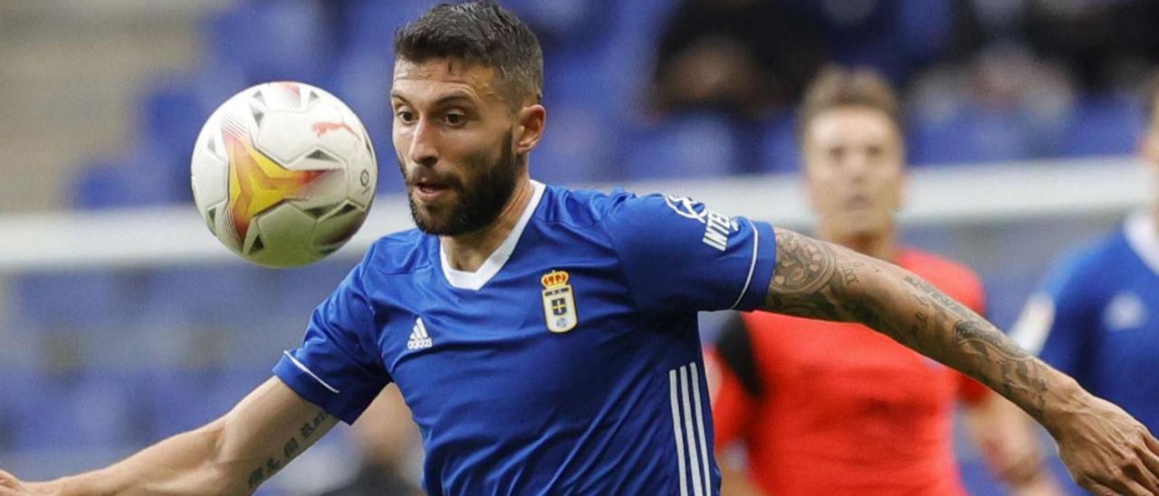 Borja Bastón, el domingo, durante el partido ante el Málaga. | Miki López