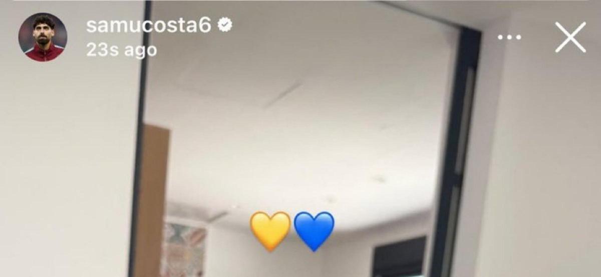 El storie de Samu Costa, con los corazones con los colores del Al Nassr
