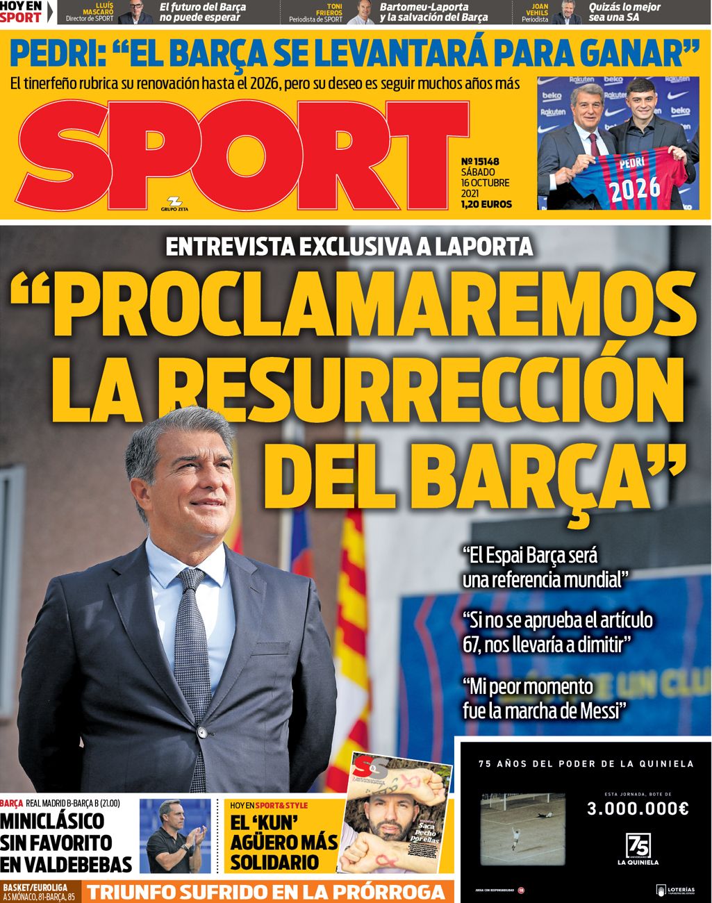 Esta es la portada del SPORT