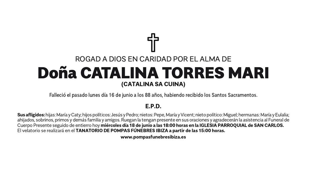 Esquela Catalina Torres Marí