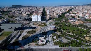 Glòries, en una vista aérea tomada justo desde la vertical del futuro Edifici Ona.