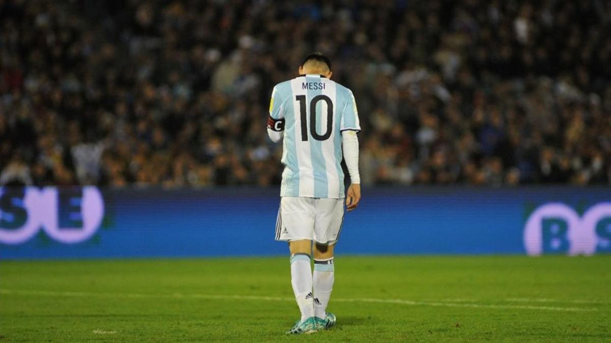 Messi, en el partido ante Uruguay
