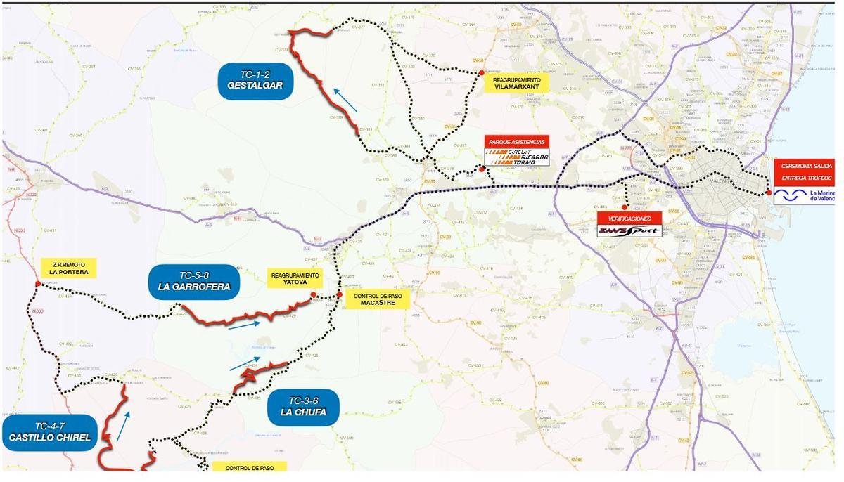 Recorrido del XXIV Rallye Ciudad de Valencia, Memorial Javi Sanz