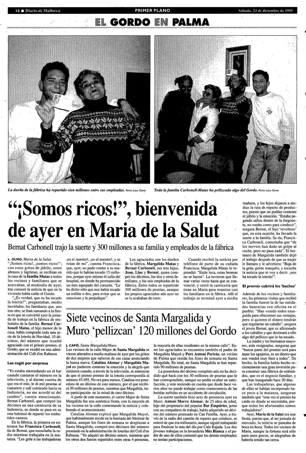 Así siguió Diario de Mallorca la fiesta por el Gordo en Palma