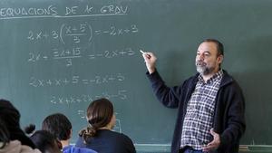 Classe de matemàtiques d’ESO a l’institut Celestí Bellera, de Granollers, ahir.