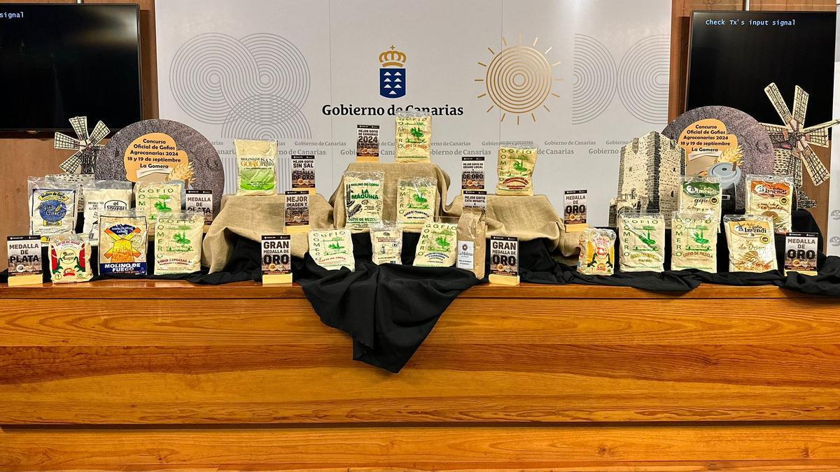 Todos los gofios premiados en esta edición de Agrocanarias.