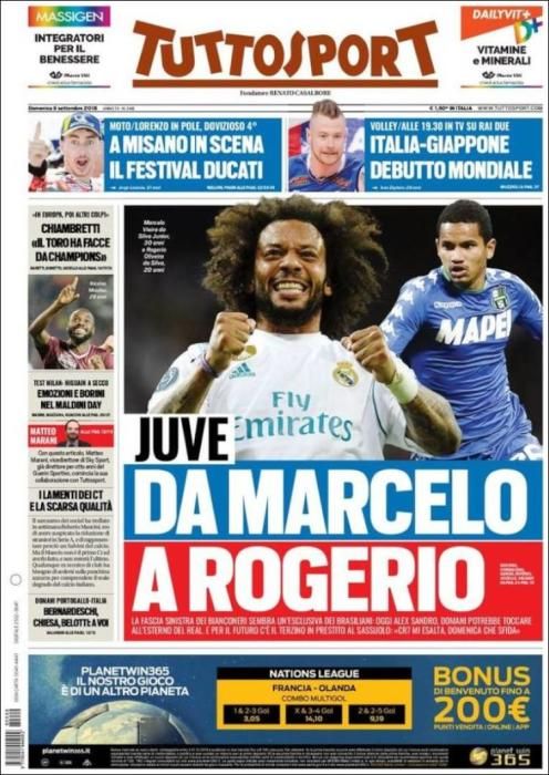 Portada TUTTOSPORT domingo 9 septiembre 2018