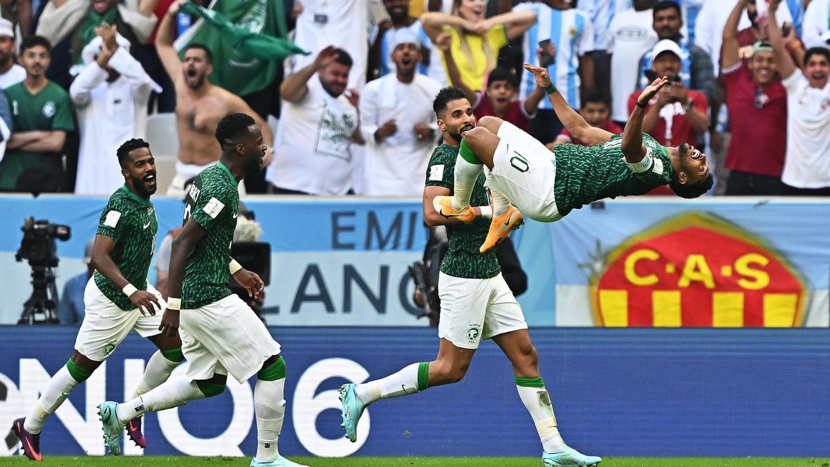 Salem Al-Dawsari celebra el segundo gol de Arabia Saudí contra Argentina.