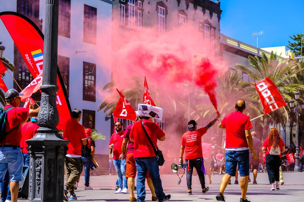 Imagen de archivo de las manifestaciones 1M en la capital grancanaria.