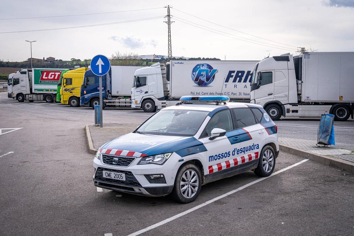 Camiones estacionados en un área de servicio de la E-15 / AP-7