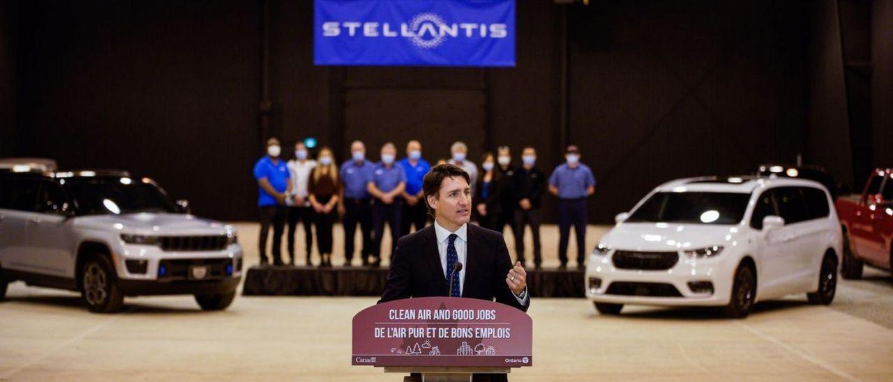 El primer ministro de Canadá, Justin Trudeau, durante el anuncio del a inversión.