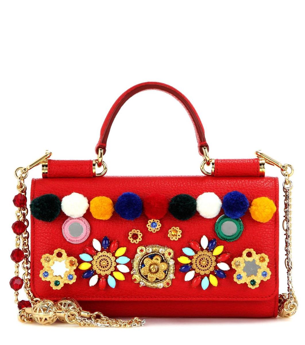 Bolso rojo con pompones, Dolce &amp; Gabbana