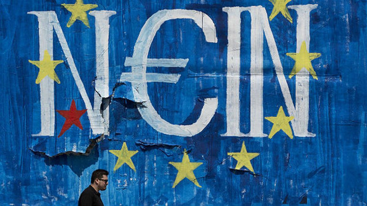 Grafiti en una calle de Atenas contra el plan propuesto por los acreedores de Grecia.