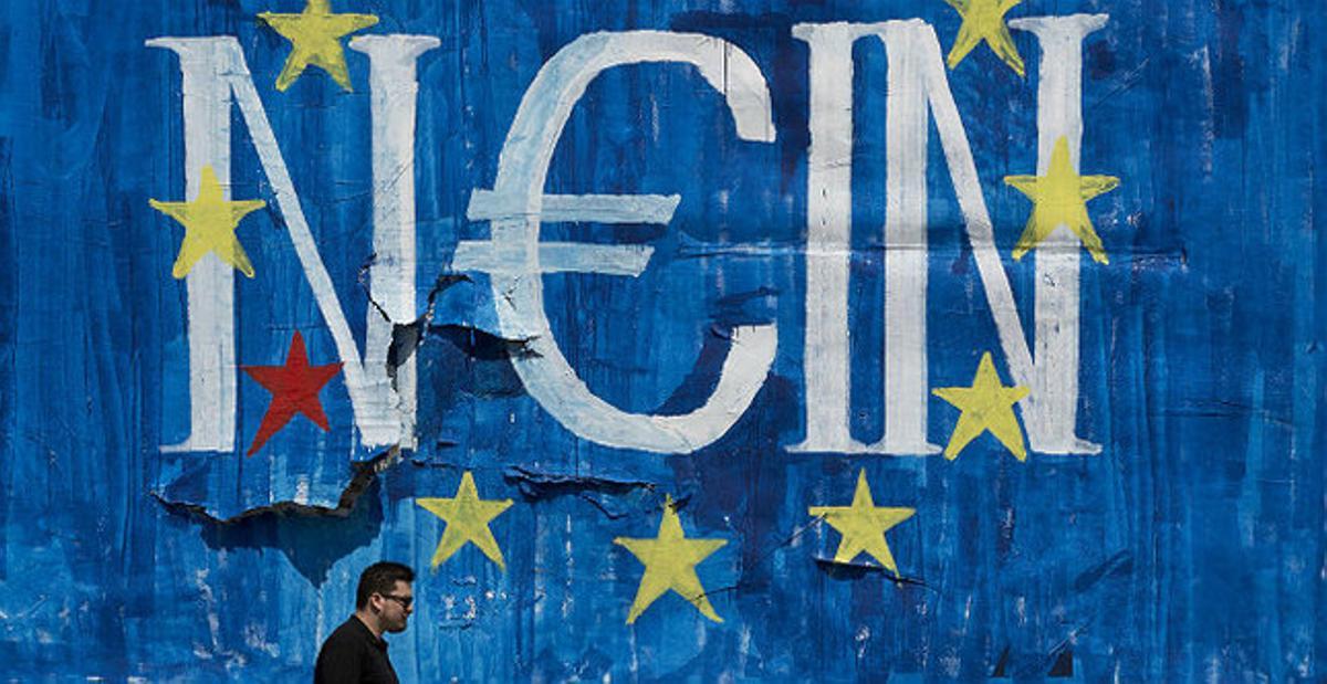 Grafit en un carrer d’Atenes contra el pla proposat pels creditors de Grècia.
