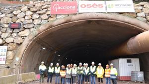 Vista de las obras del túnel de Belate, con el carte del Servinabar, una de las adjudicatarias, que está siendo investigada por el Tribunal Supremo dentro del caso Cerdán.