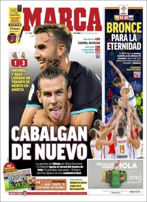 Portadas deportivas del lunes 18/09/17