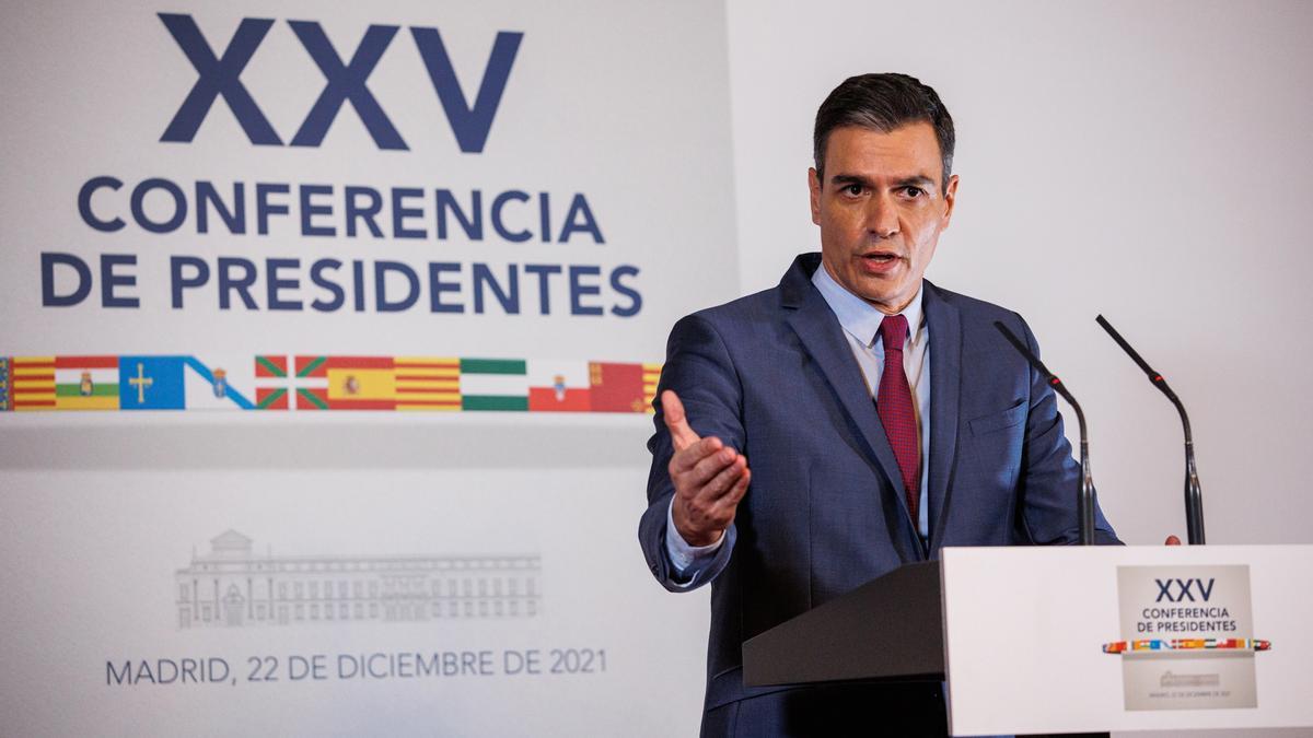 El presidente del Gobierno, Pedro Sánchez, durante una Conferencia de Presidentes extraordinaria celebrada durante la pandemia.