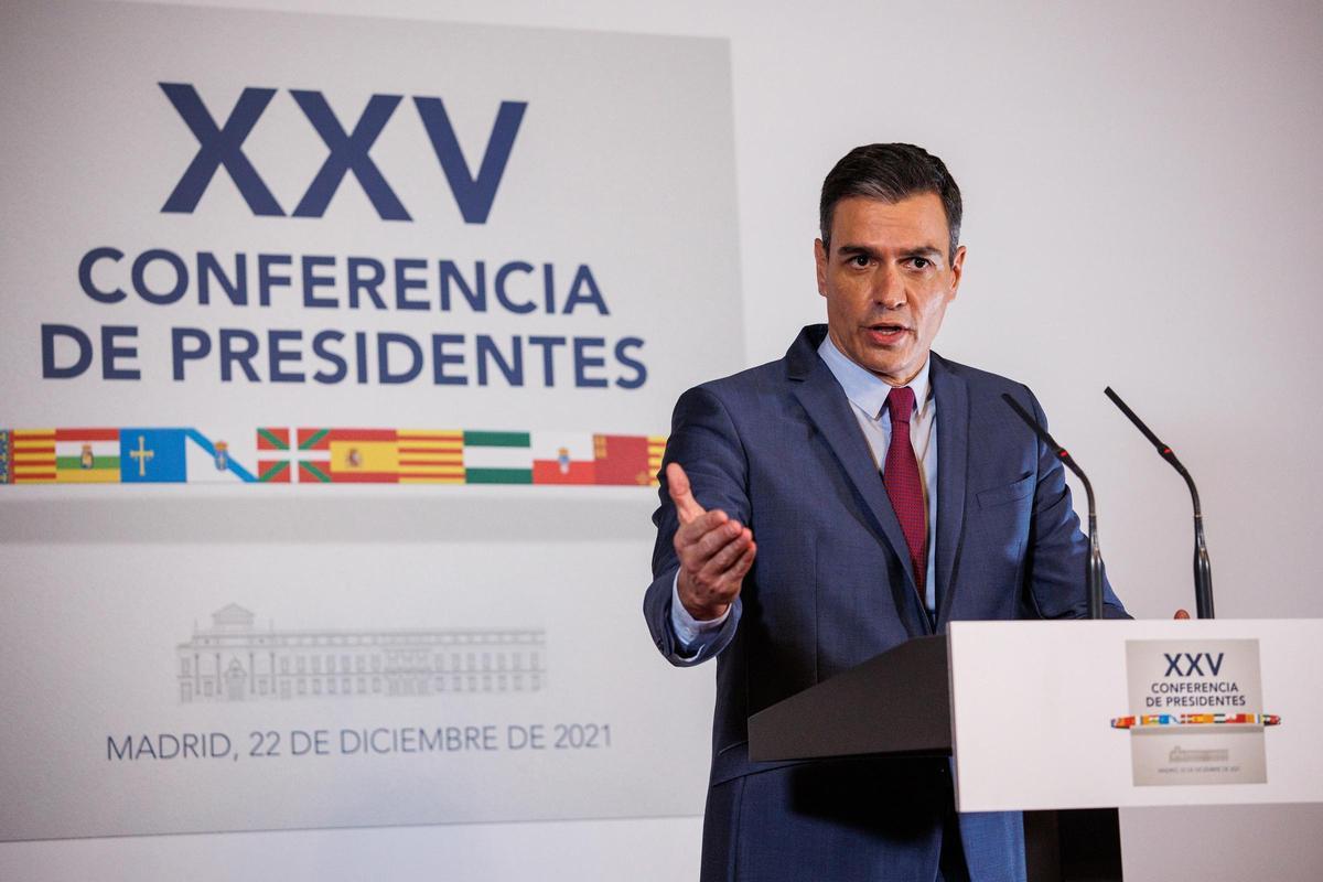 El presidente del Gobierno, Pedro Sánchez, durante una Conferencia de Presidentes extraordinaria celebrada durante la pandemia.