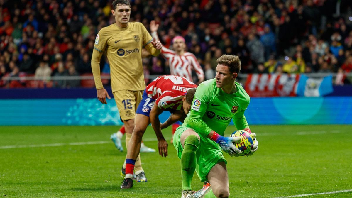 Ter Stegen, durante el partido ante el Atlético