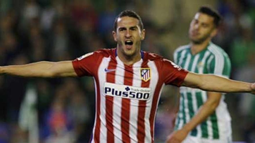 Koke celebra el gol del Atlético.