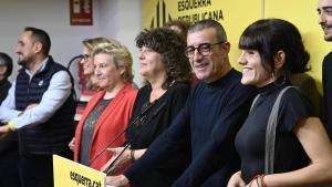 Xavier Godàs y su candidatura valorando el sábado los resultados de la votación.