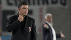 Marcelo Gallardo, durante un partido de Liga en el estadio Monumental de Buenos Aires el pasado octubre.