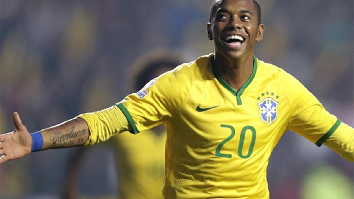 Robinho con la selección de Brasil.