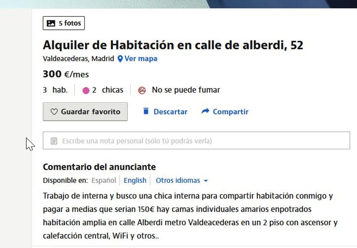Alquiler de literas y habitaciones compartidas en Madrid