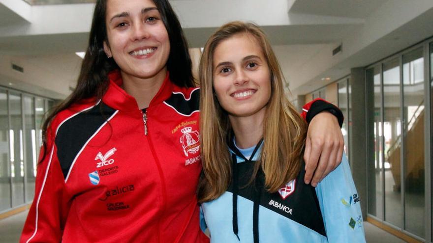 Lorena Pérez y Antía Espiñeira, ayer en la Casa do Deporte. // José Lores