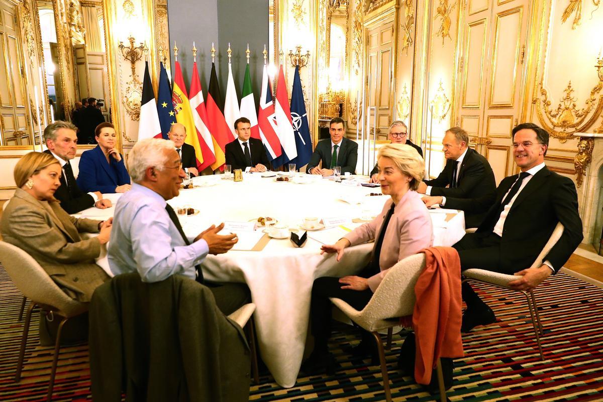 Els líder europeus, en una reunió presidida per Úrsula Von der Leyen en la que participà Pedro Sánchez.