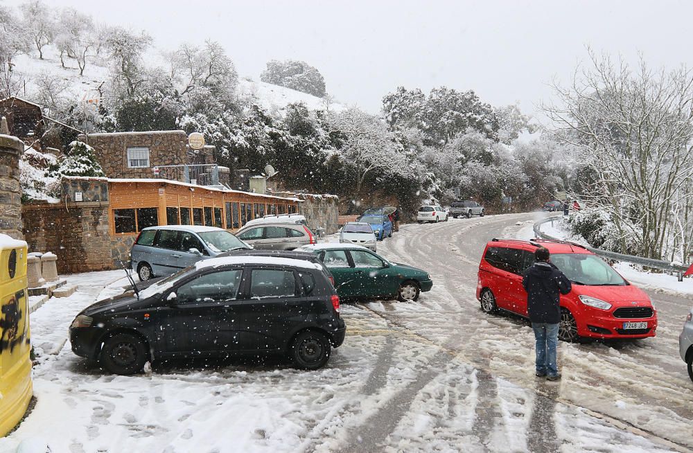 Las primeras nevadas llegan al Puerto del León, en los Montes de Málaga, que se sitúa a 900 metros de altura