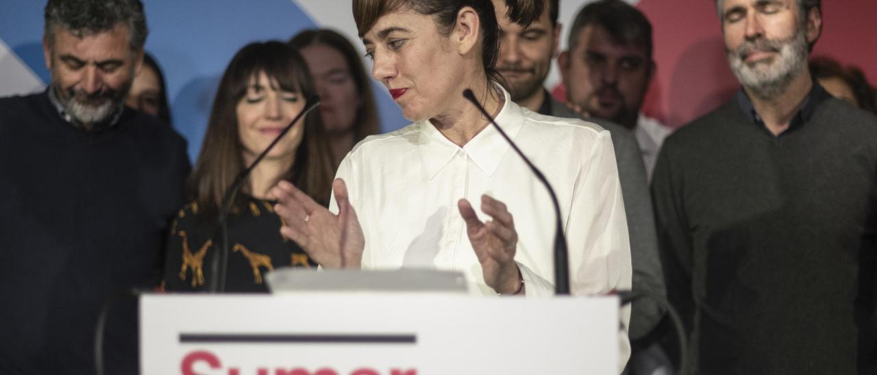 Marta Lois, en la valoración de resultados de Sumar en la noche electoral.