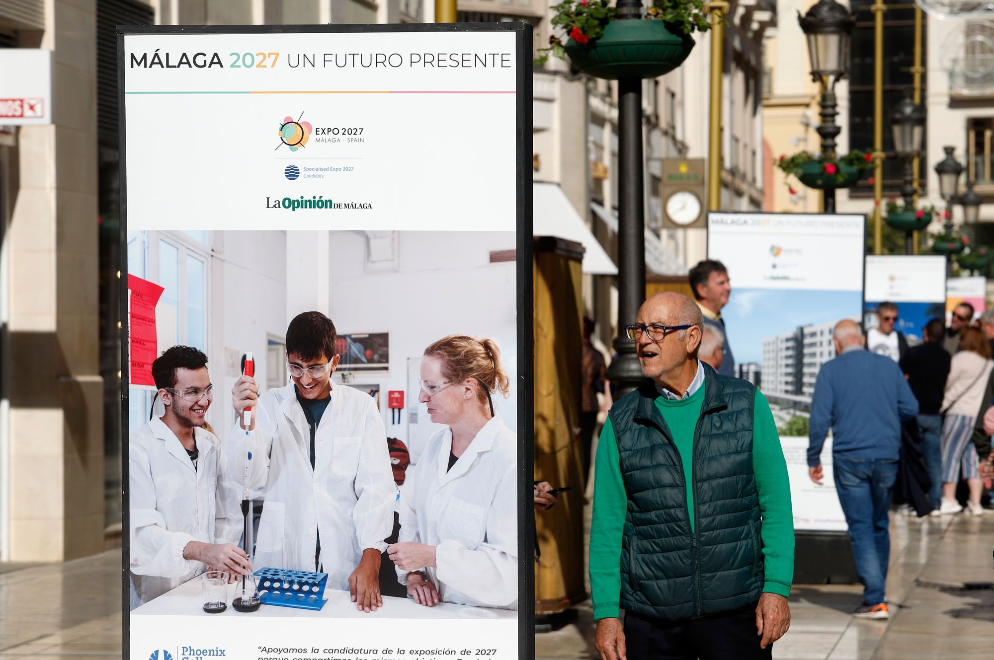 Exposición 'Málaga 2027 Un Futuro Presente', organizada por La Opinión, en la Alameda y la calle Larios